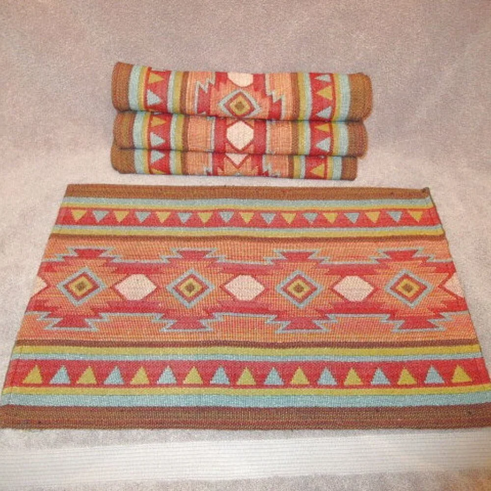 Vintage Canyon Sky Tapestry Placemats Reversible Southwestern Aztec Set Of 4